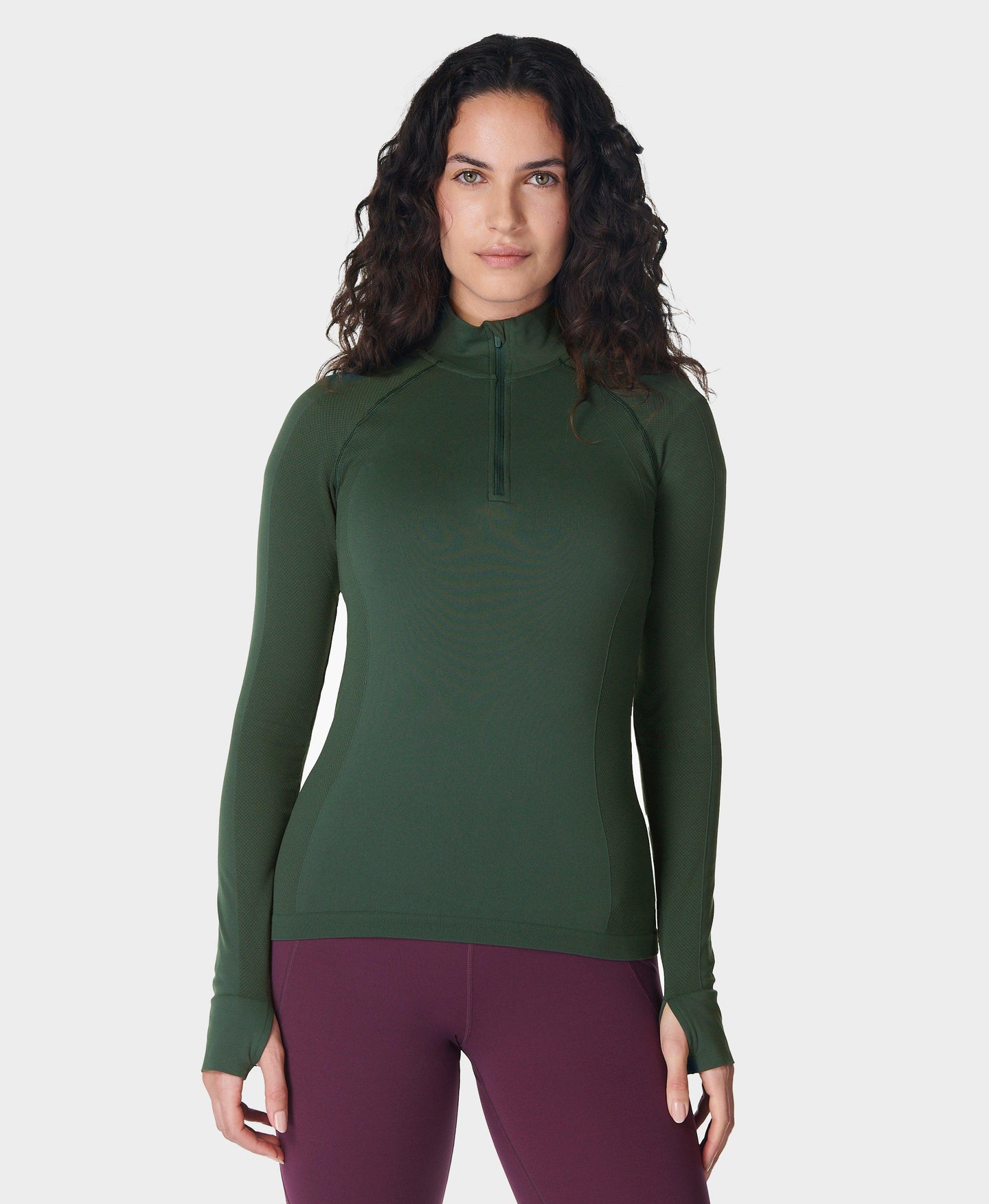 Athlete Seamless Half Zip Long Sb6548 Trek-Green