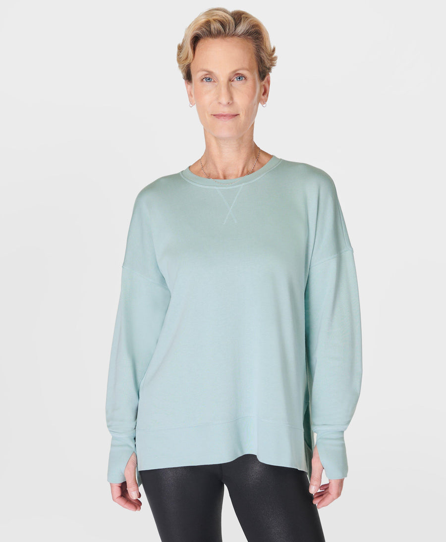 After Class Longline Sweatshir Sb8985 Muted-Teal-Blue