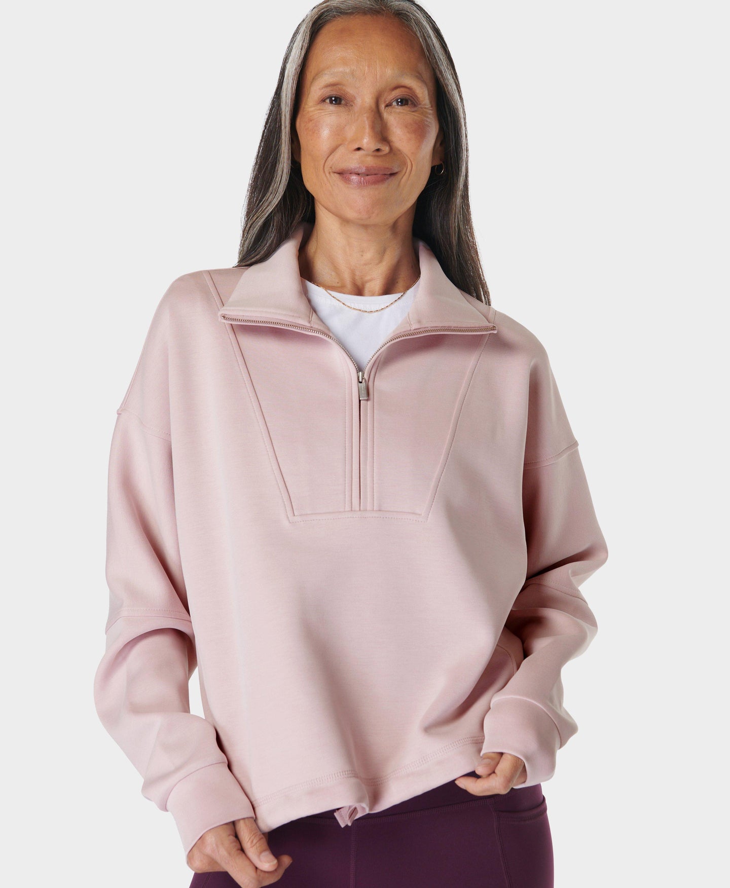 Sand Wash Funnel Neck Half Zip Sb9531 Pirouette-Pink