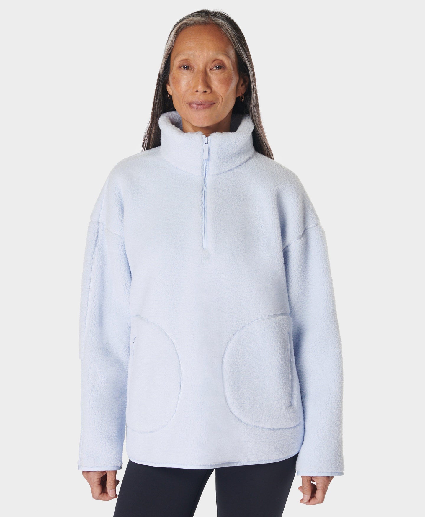 Plush Textured Half Zip Sb9535 Salt-Blue