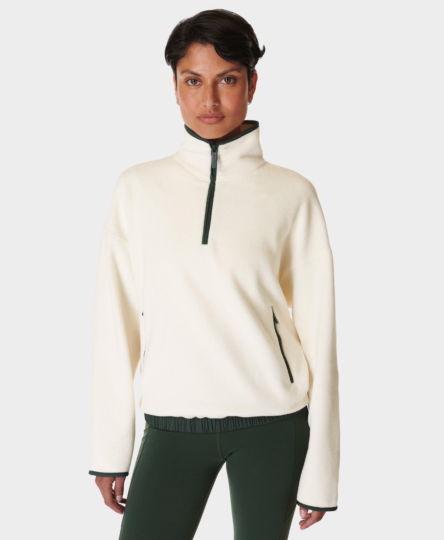 Mallow Half Zip Pullover Sb9539 Studiowhite-Trekgree