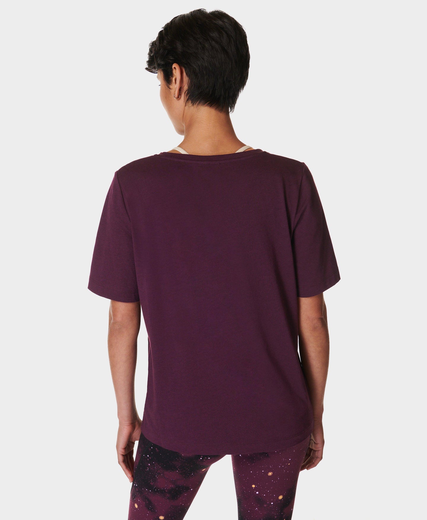 Essential V-neck T-shirt Sb9688 Midnight-Cherry-Purp