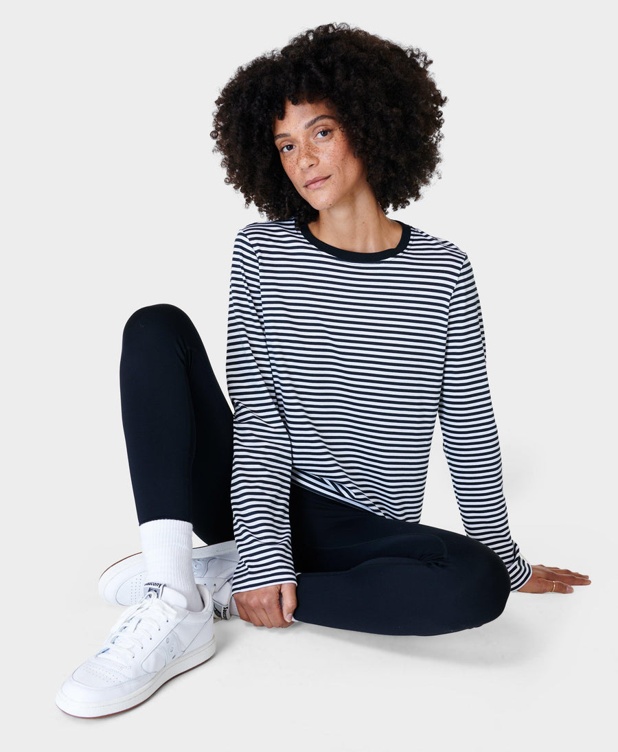 Essential Long Sleeve T-shirt Sb9690a Black-And-White-Stri