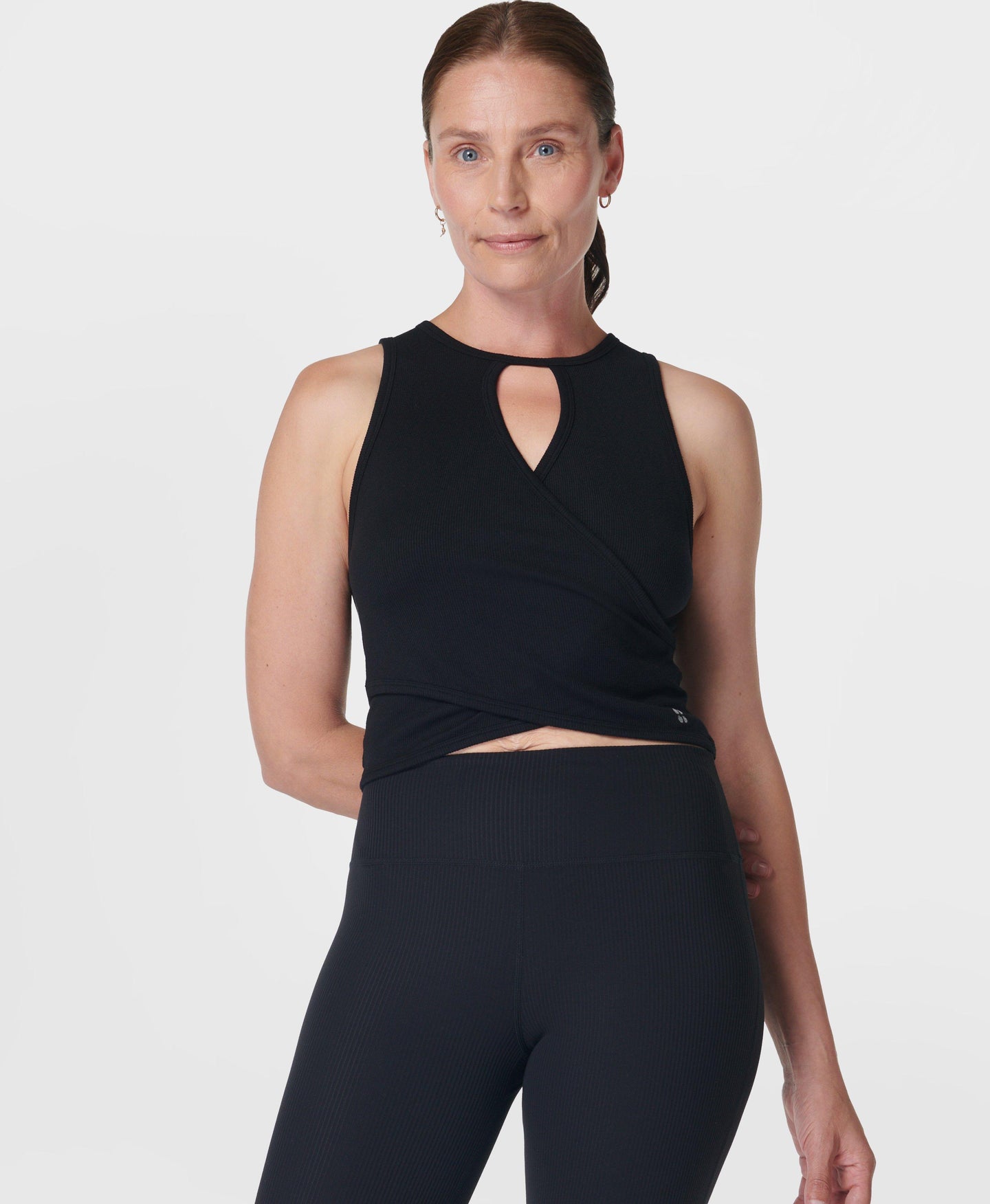 Mindful Seamless Wrap Tank Top Sb9788 Black