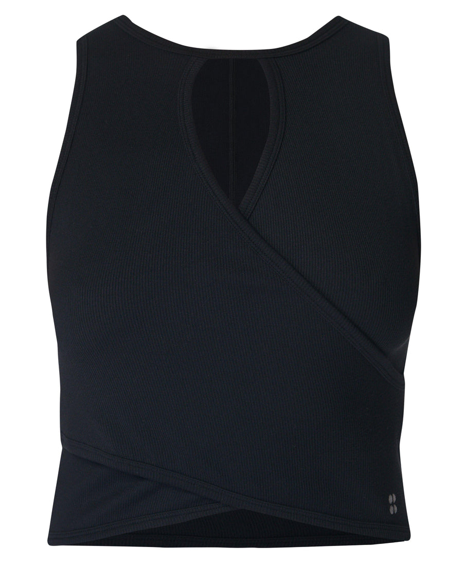 Mindful Seamless Wrap Tank Top Sb9788 Black