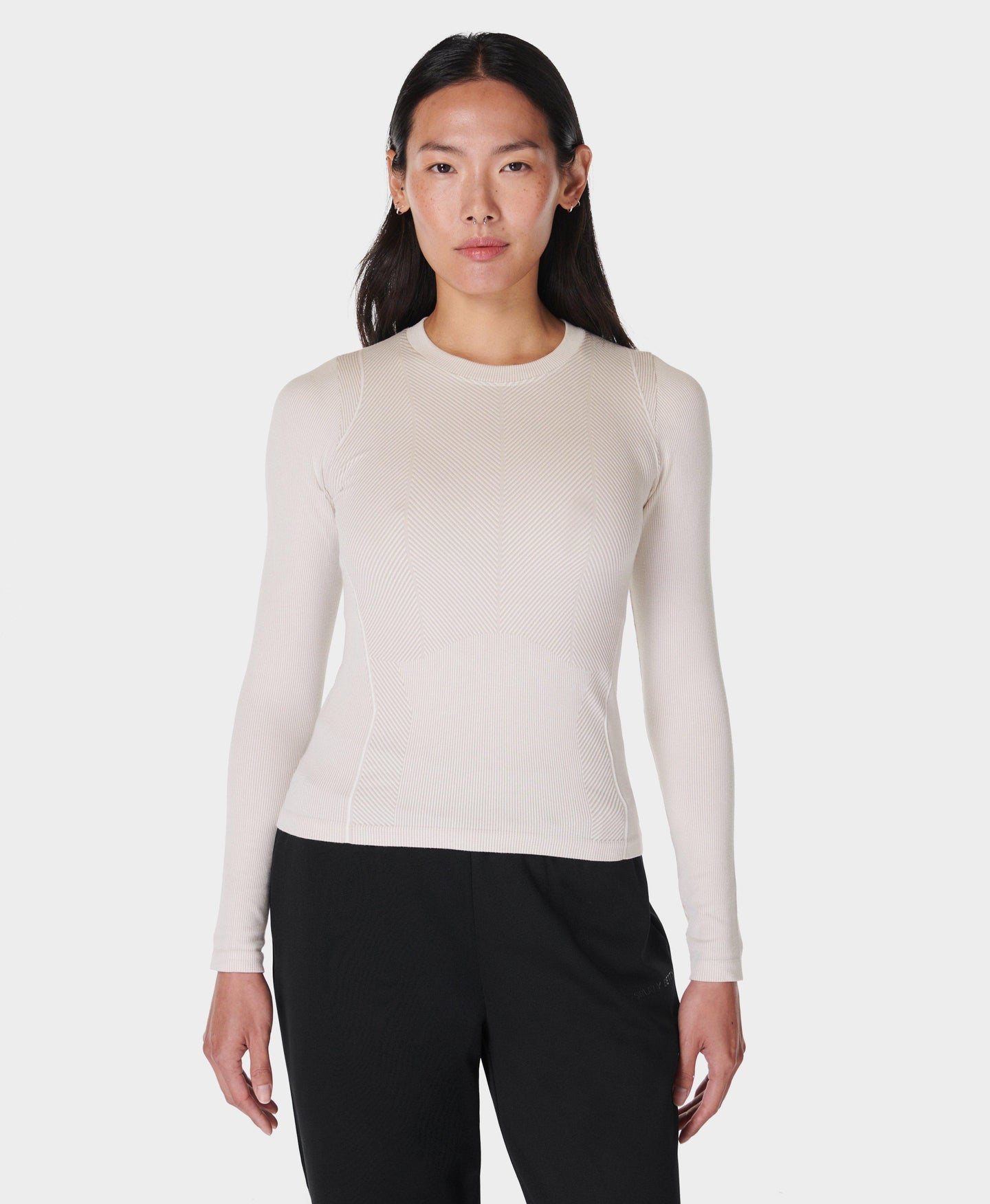 Mindful Crop Long Sleeve Top Sb9792 Cloudwhite-Dustybeig