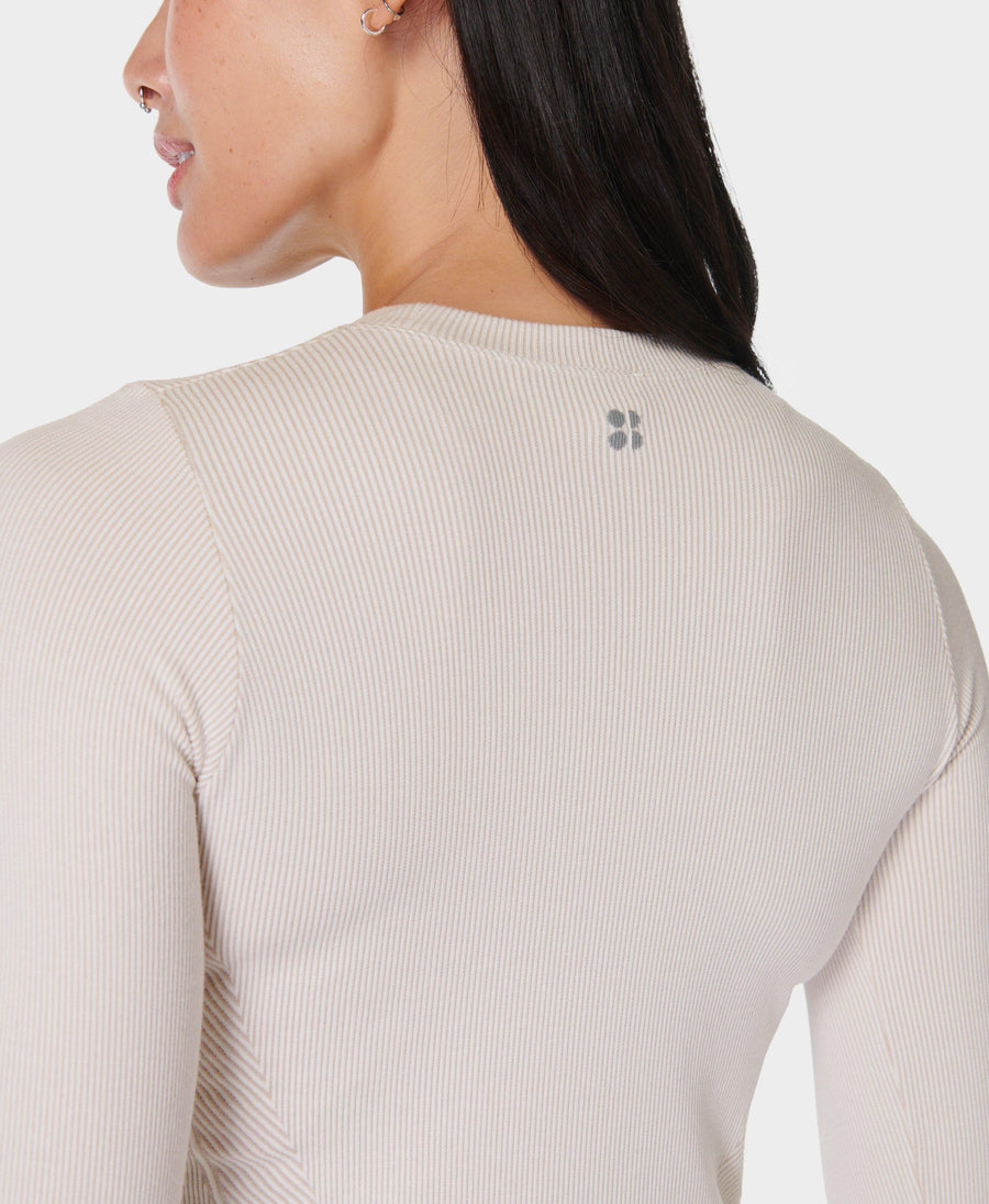 Mindful Crop Long Sleeve Top Sb9792 Cloudwhite-Dustybeig