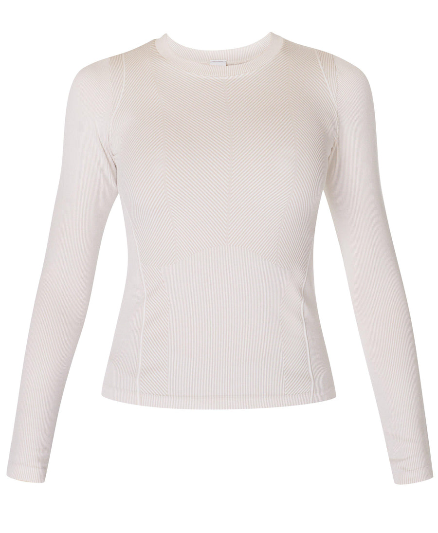 Mindful Crop Long Sleeve Top Sb9792 Cloudwhite-Dustybeig