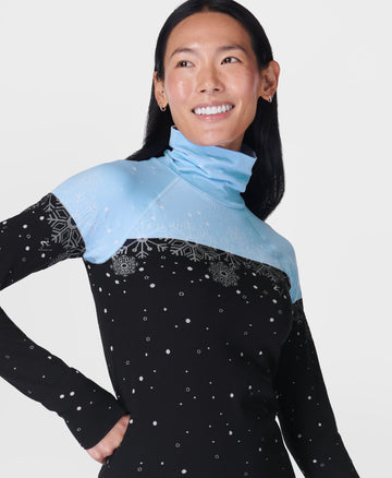 Snowflake Funnel Neck Base Lay Sb9869 Blue-Snowflake-Jacqu