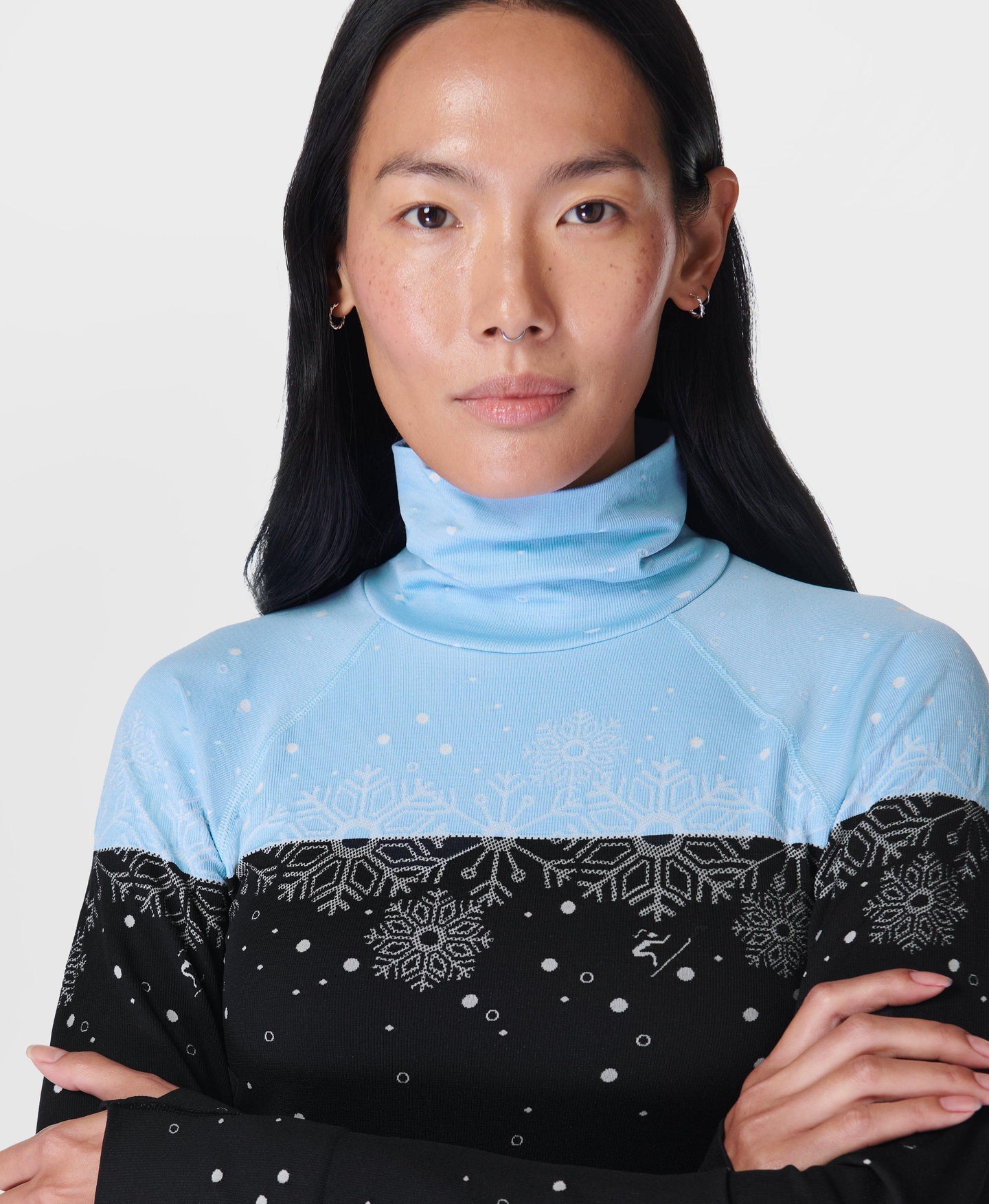 Snowflake Funnel Neck Base Lay Sb9869 Blue-Snowflake-Jacqu