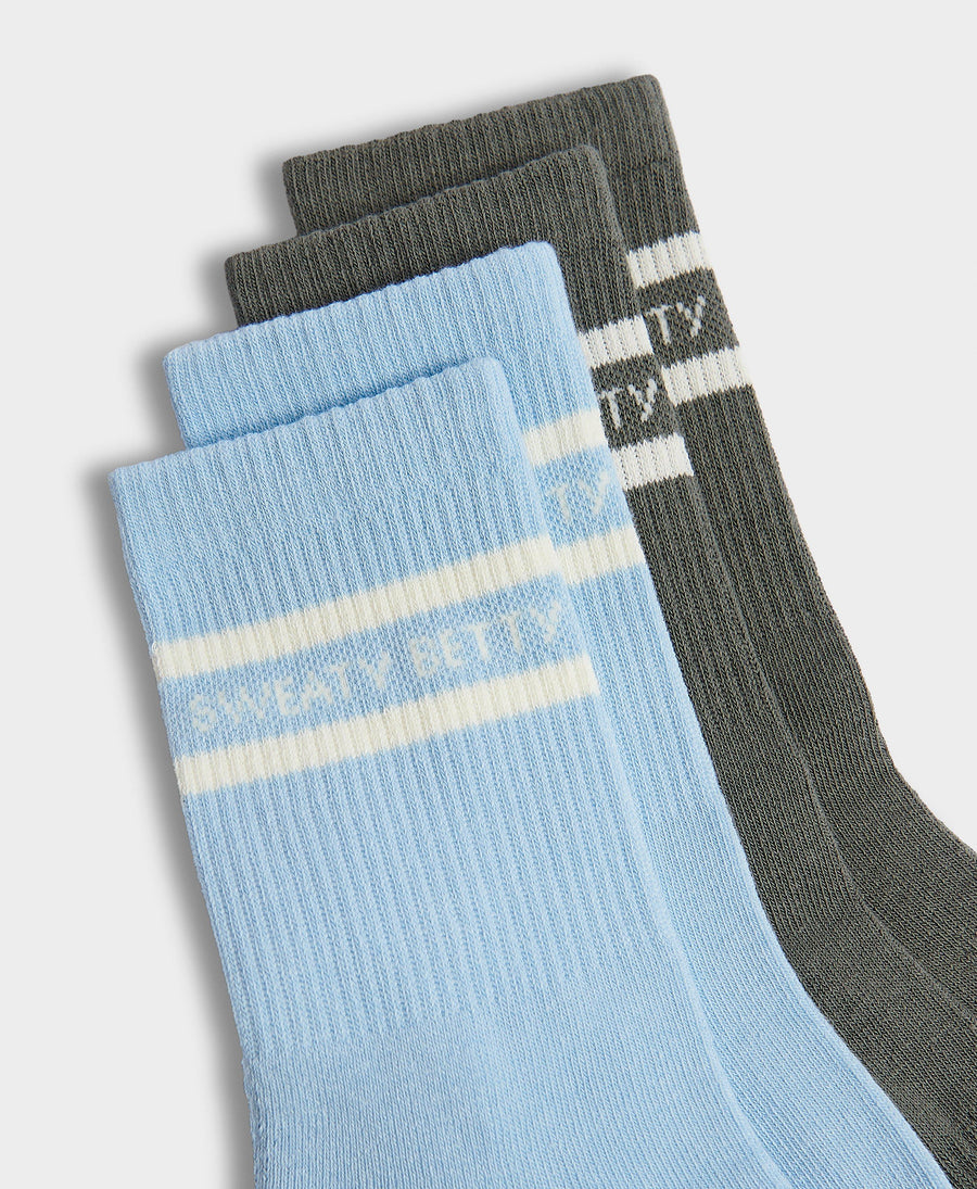 Varsity Slogan Socks 2 Pack Sb9924a Breezeblue-Umbragree