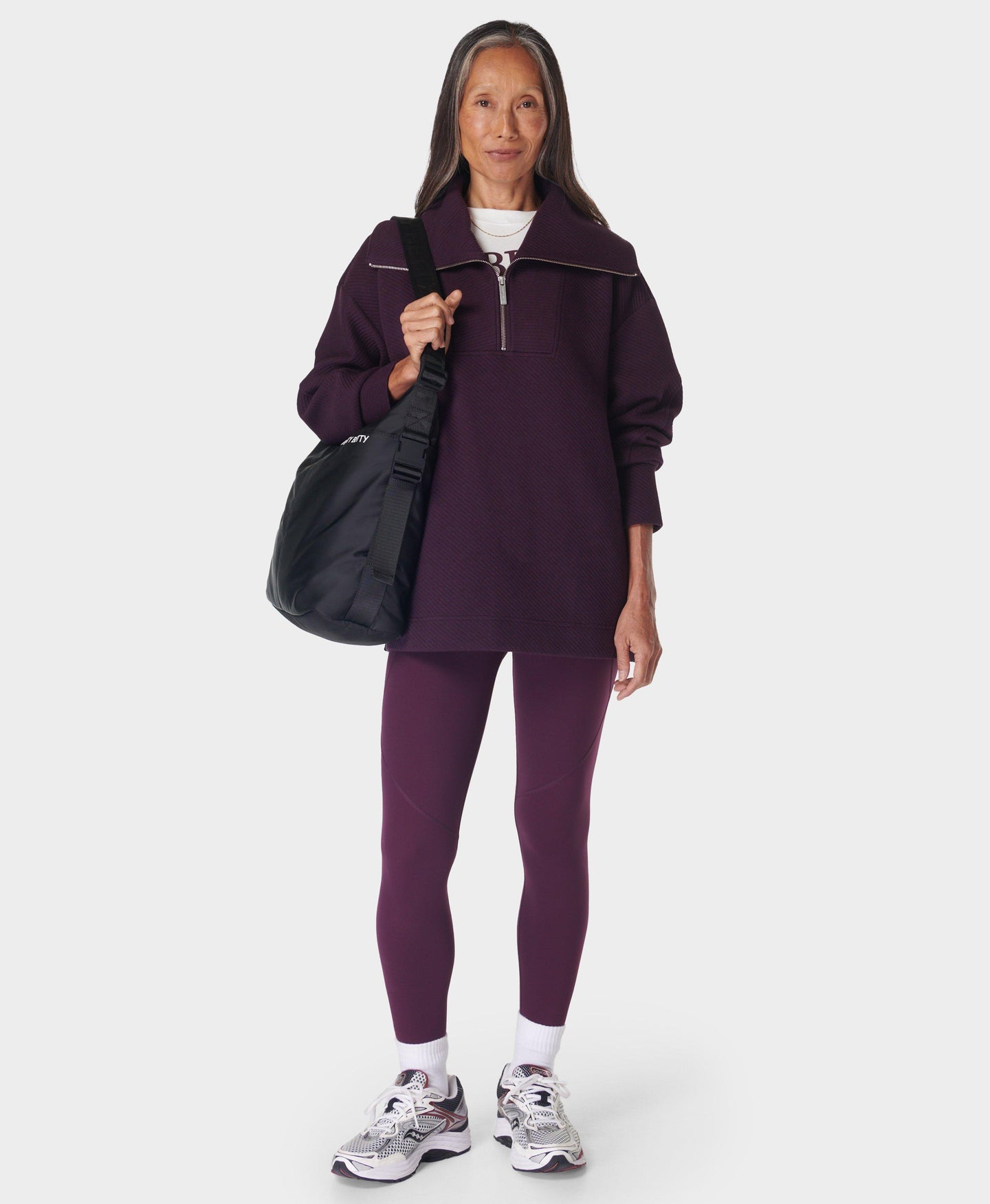 Radiant Half Zip Sweatshirt Sb9938 Midnight-Cherry-Purp