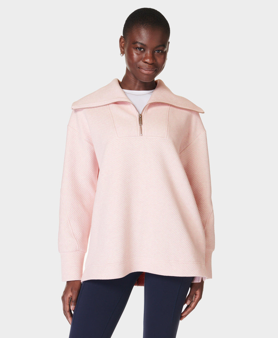 Radiant Half Zip Sweatshirt Sb9938 Neutral-Pink