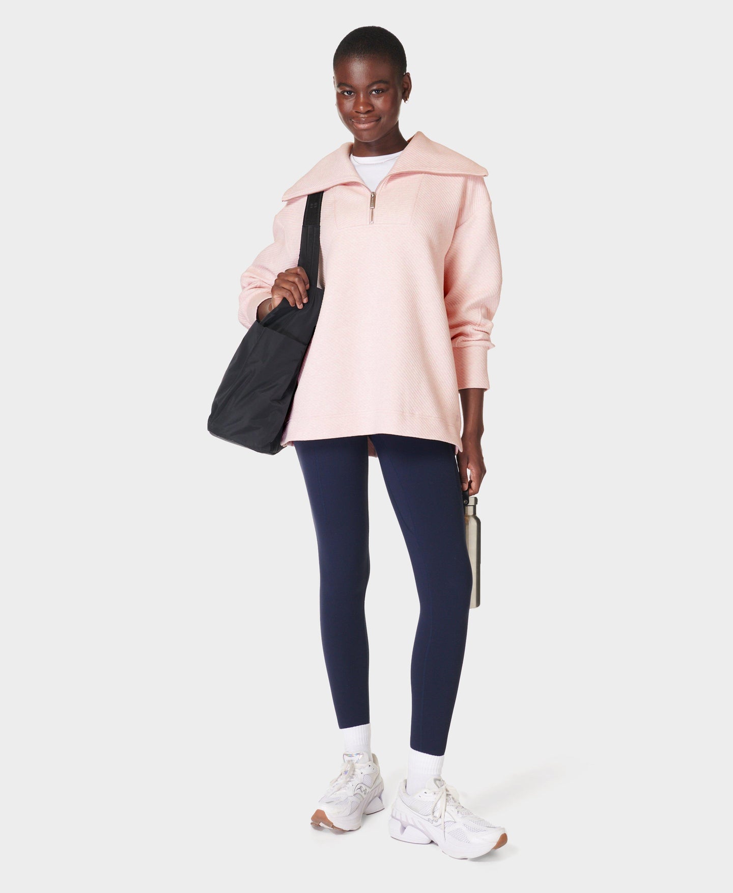 Radiant Half Zip Sweatshirt Sb9938 Neutral-Pink