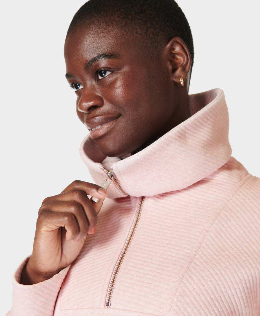 Radiant Half Zip Sweatshirt Sb9938 Neutral-Pink