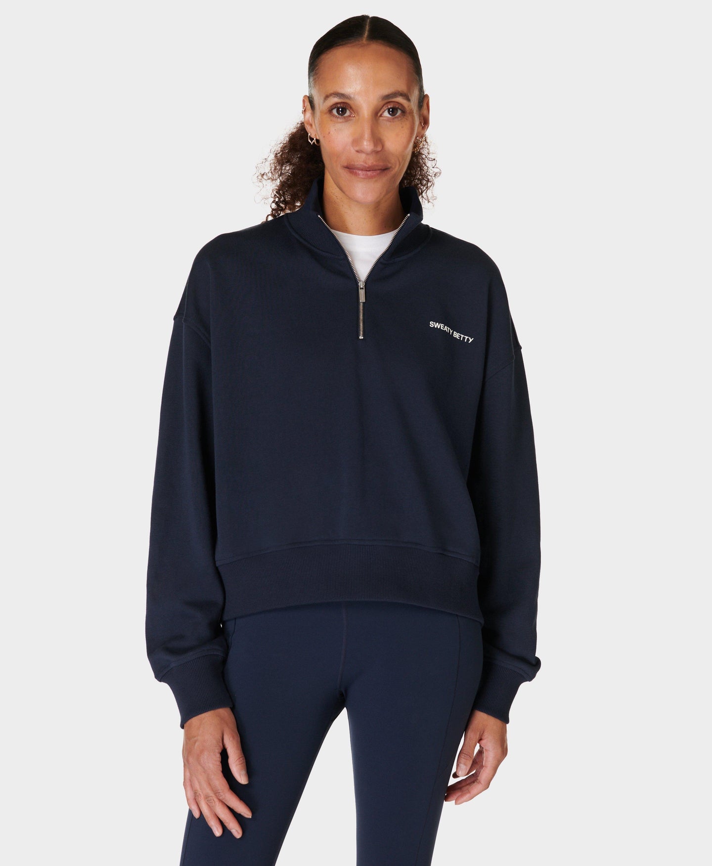 Revive Crop Half Zip Sb9943 Navy-Blue