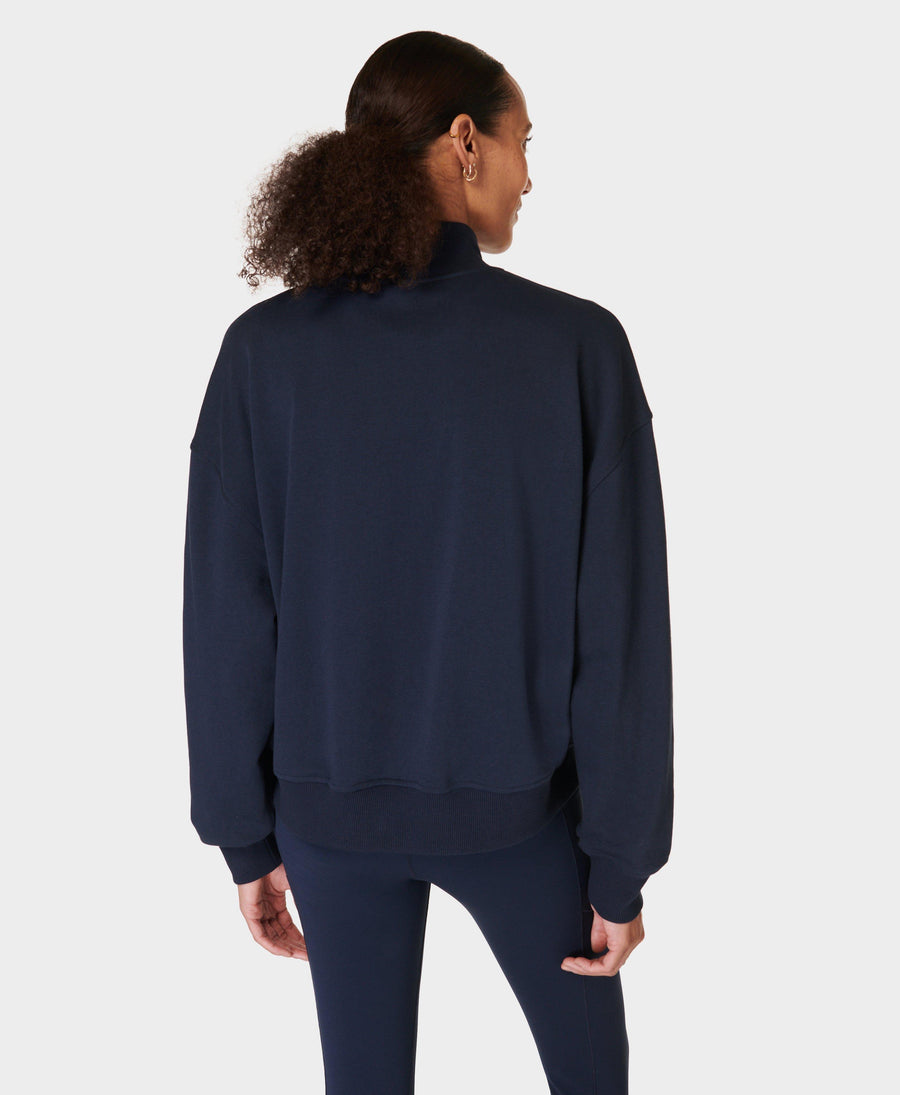 Revive Crop Half Zip Sb9943 Navy-Blue