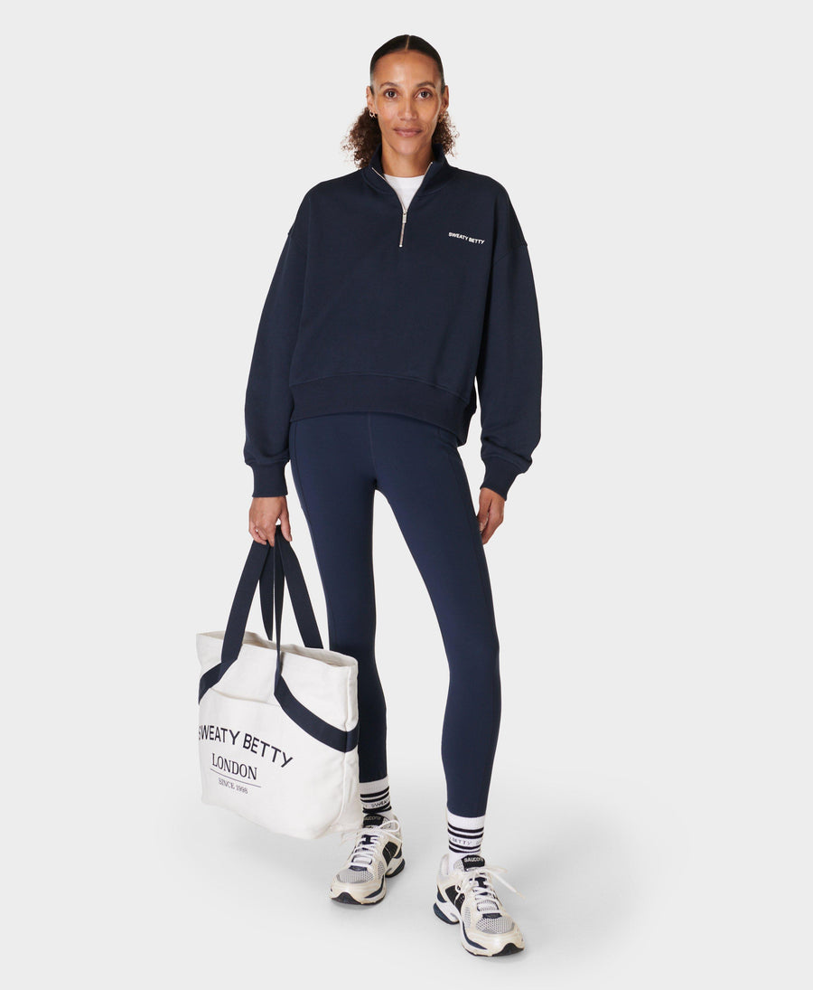 Revive Crop Half Zip Sb9943 Navy-Blue