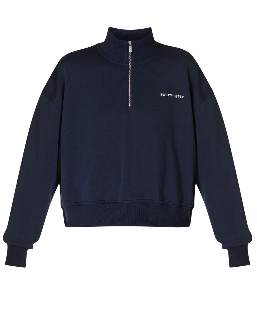 Revive Crop Half Zip Sb9943 Navy-Blue