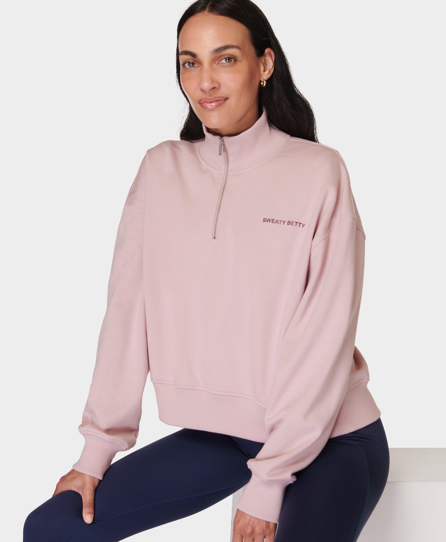 Revive Crop Half Zip Sb9943 Pirouette-Pink