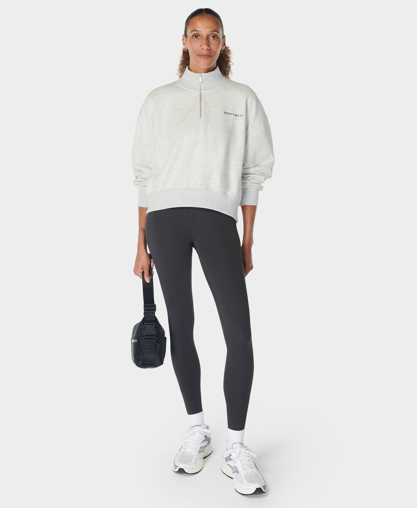 Revive Crop Half Zip Sb9943b Ice-Grey-Marl