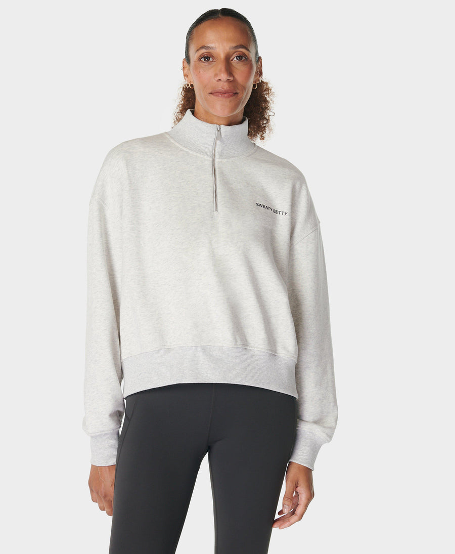 Revive Crop Half Zip Sb9943b Ice-Grey-Marl