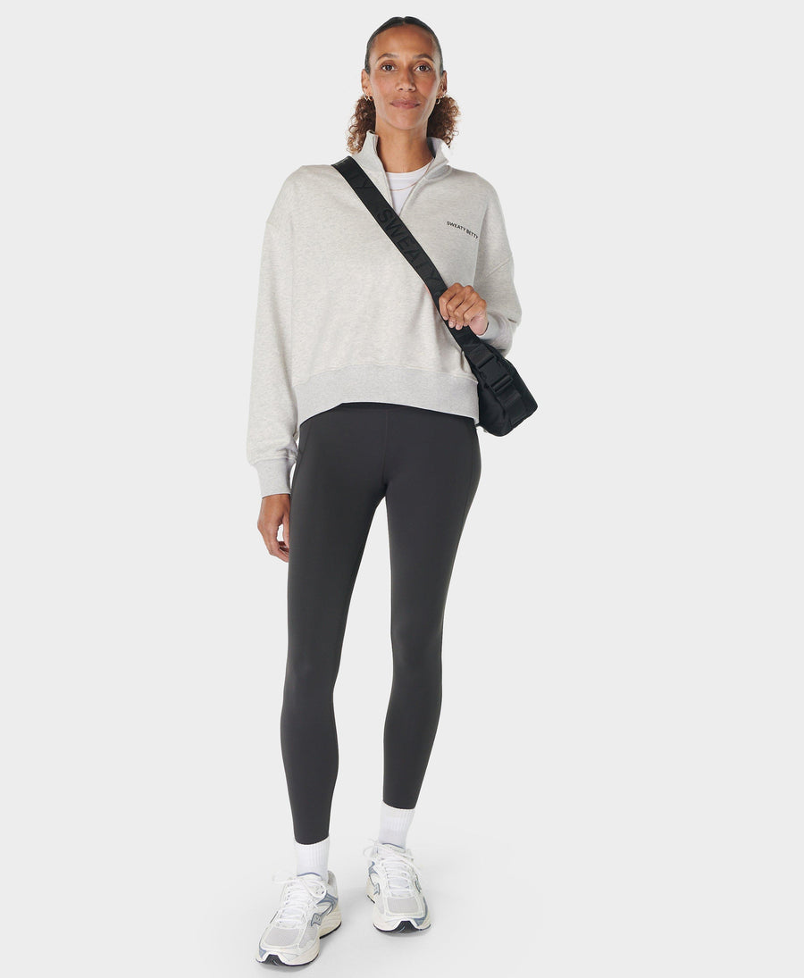 Revive Crop Half Zip Sb9943b Ice-Grey-Marl