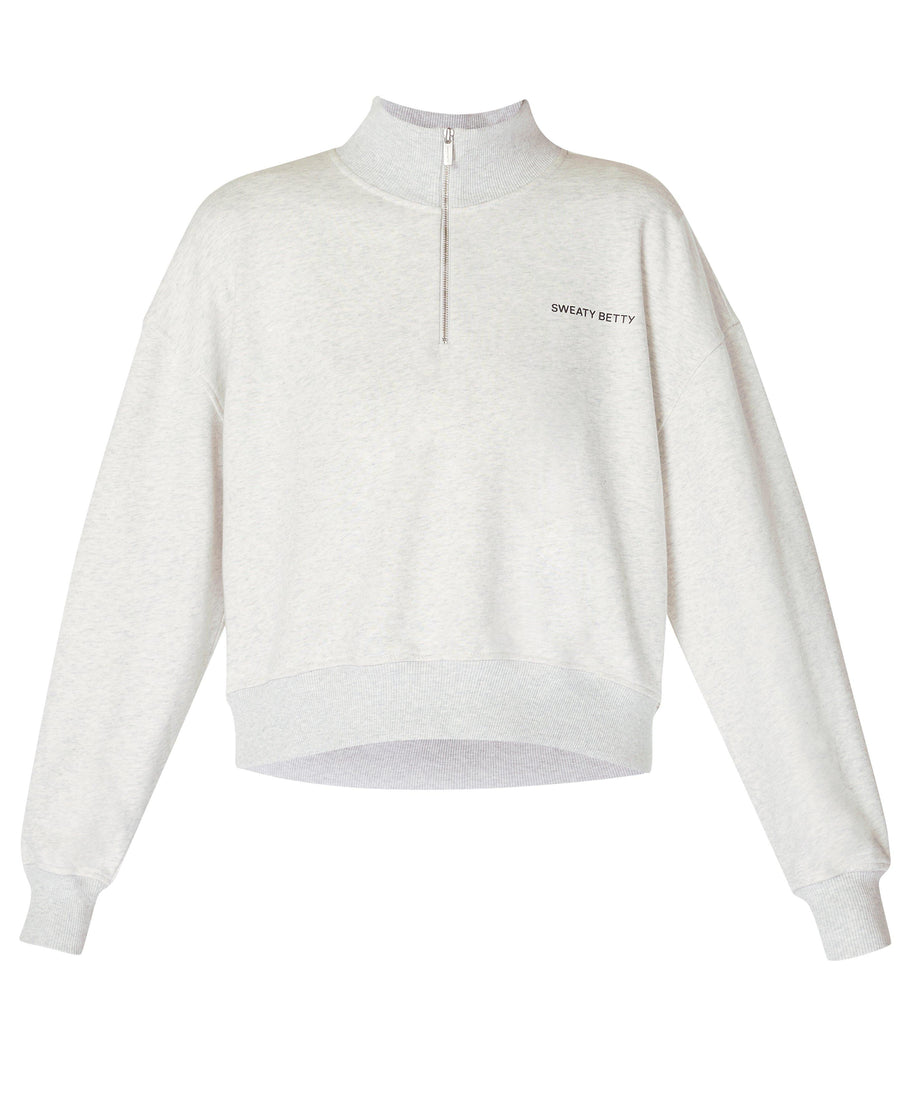 Revive Crop Half Zip Sb9943b Ice-Grey-Marl