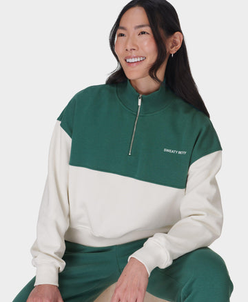 Revive Crop Half Zip Sb9943c Glade-Green-Colour-B