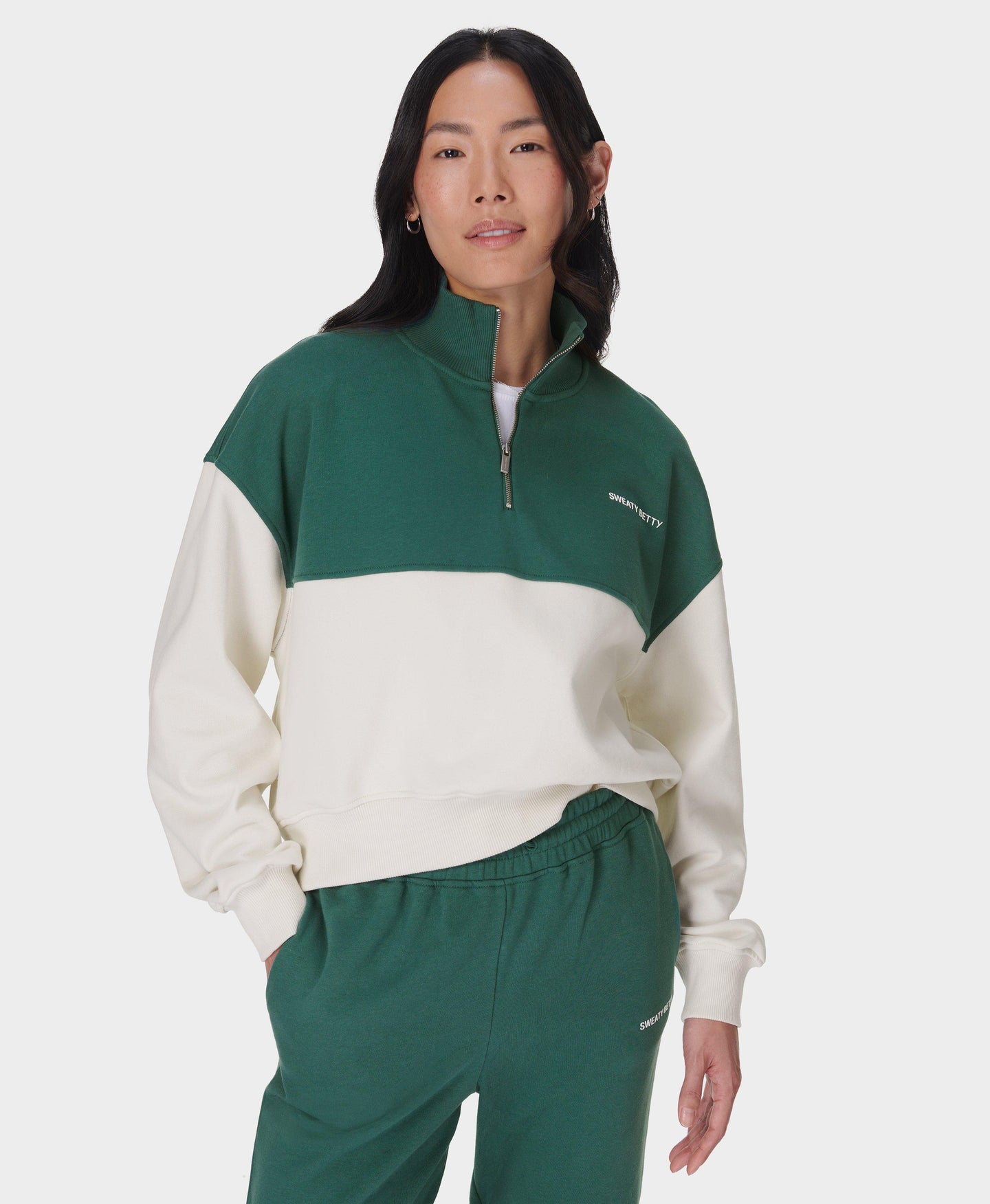 Revive Crop Half Zip Sb9943c Glade-Green-Colour-B