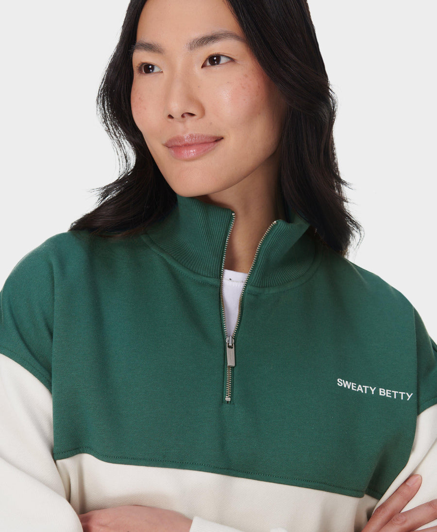 Revive Crop Half Zip Sb9943c Glade-Green-Colour-B