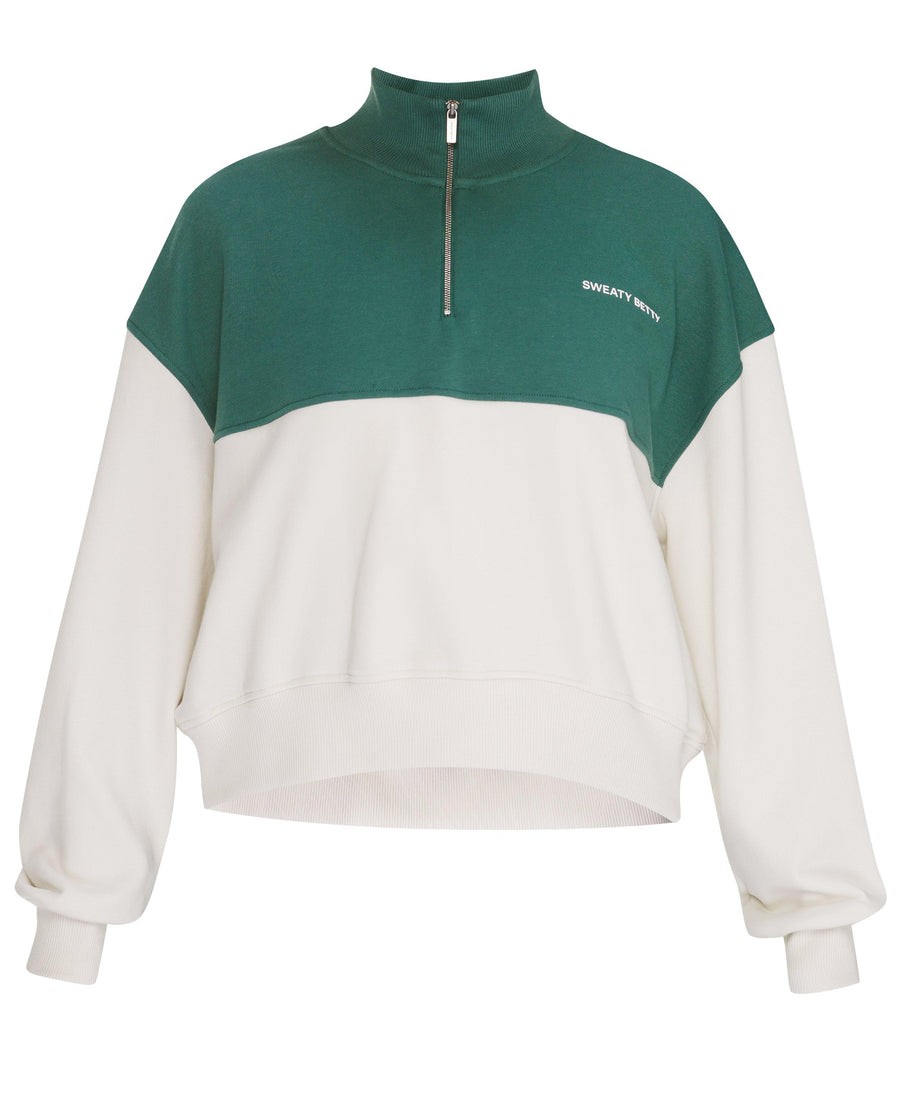 Revive Crop Half Zip Sb9943c Glade-Green-Colour-B