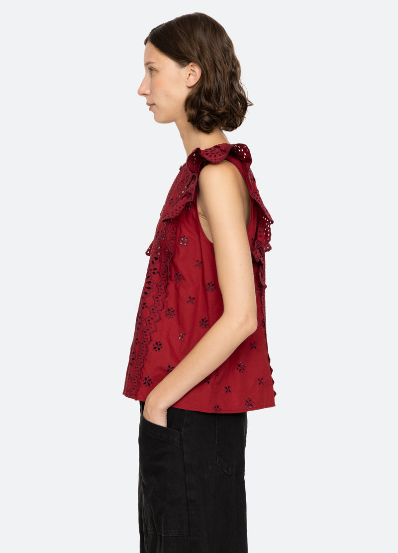 Blouse Lainey Emb Aw24-035 Red