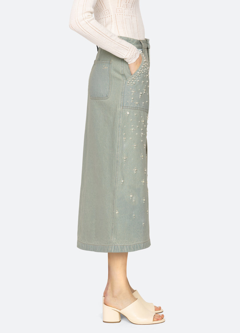 Denim Skirt Perlette Aw24-060 Blue