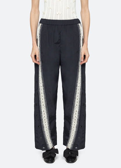 Sea New York Women's Alberta Pearl Windbreaker Pants 100% Nylon - Black