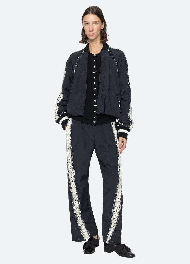 Sea New York Women's Alberta Pearl Windbreaker Pants 100% Nylon - Black