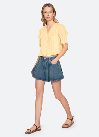 Women's Button-Down Blouse 100% Cotton Poplin - Yellow