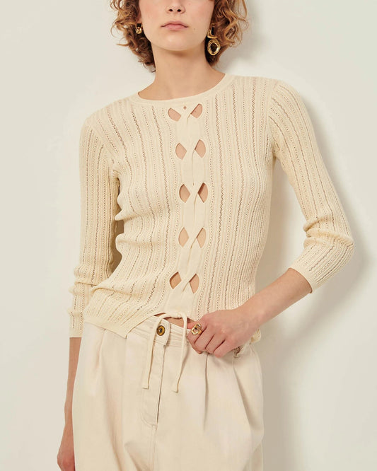 Women's Pullover Merino Wool Blend Knit - Fleur-De-Sel