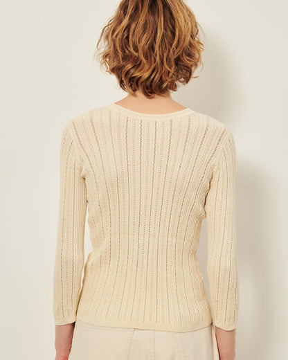 Women's Pullover Merino Wool Blend Knit - Fleur-De-Sel