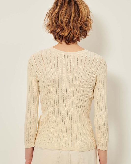 Women's Pullover Merino Wool Blend Knit - Fleur-De-Sel