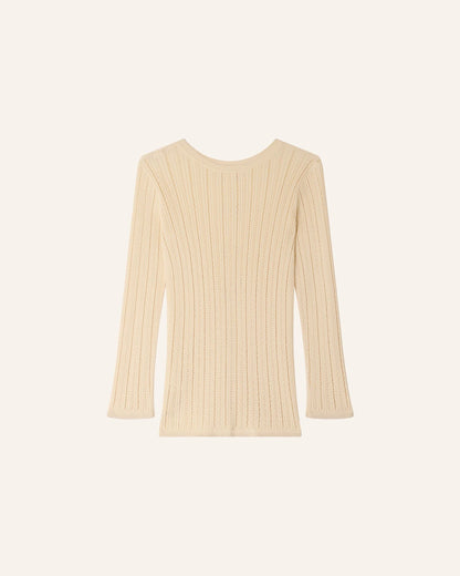 Women's Pullover Merino Wool Blend Knit - Fleur-De-Sel