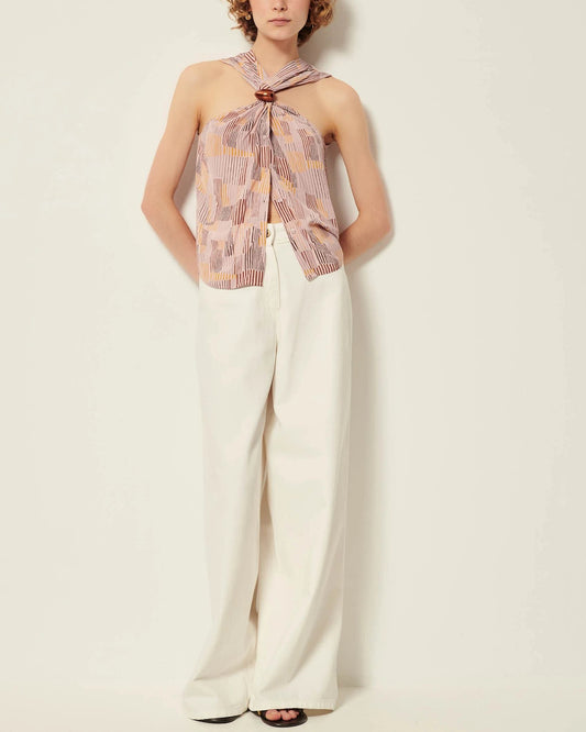 Women's Blouse 100 Percent Cotton Poplin - Blush Pink Rosaico-Honesti