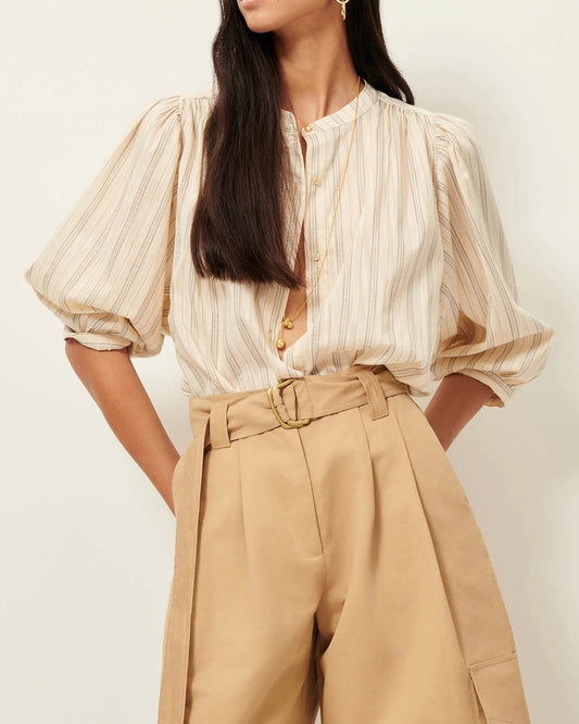 Women's Blouse Organic Cotton - Two-Tone Stripe Pattern Sandaguas