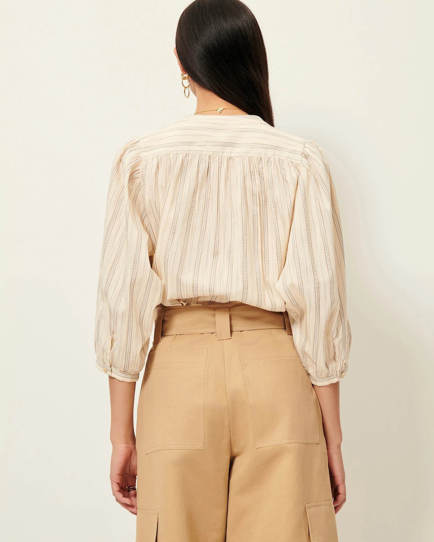 Women's Blouse Organic Cotton - Two-Tone Stripe Pattern Sandaguas