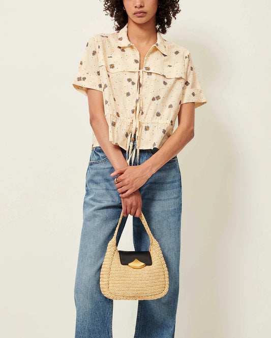 Women Button-Down Blouse Cotton Poplin - Mint Leaf Plein-Sel-Seti