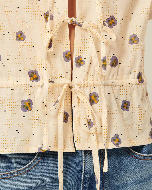 Women Button-Down Blouse Cotton Poplin - Mint Leaf Plein-Sel-Seti