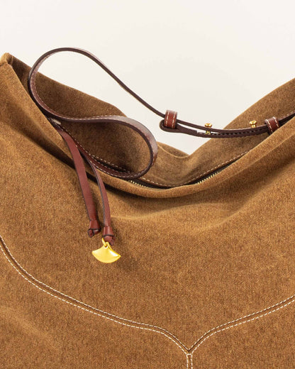 Women's Shoulder Bag Washed Cotton Canvas - Amber-Brown