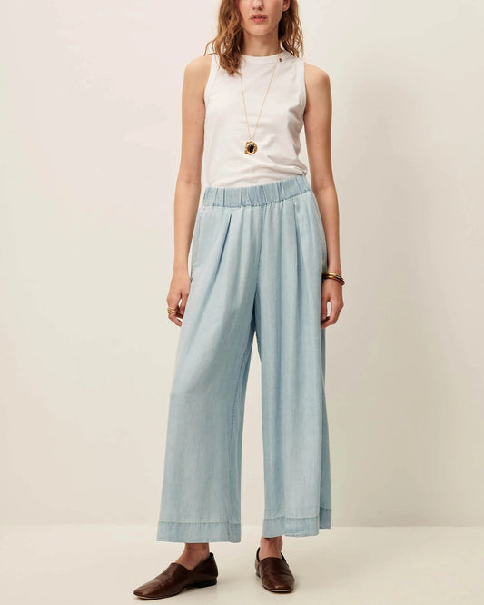 Women's 7/8 Length Wide-Leg Pants Lyocell Twill - Indigo Alizea