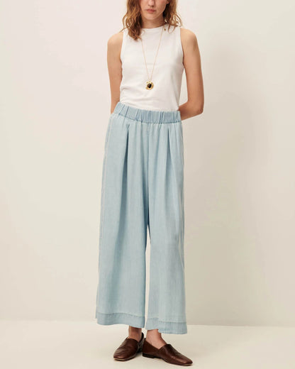 Women's 7/8 Length Wide-Leg Pants Lyocell Twill - Indigo Alizea