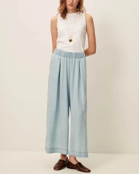 Women's 7/8 Length Wide-Leg Pants Lyocell Twill - Indigo Alizea